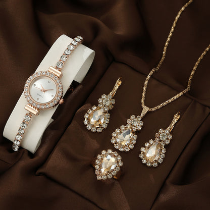 Bracelet Watch Peacock Water Drop Women's Jewelry Set