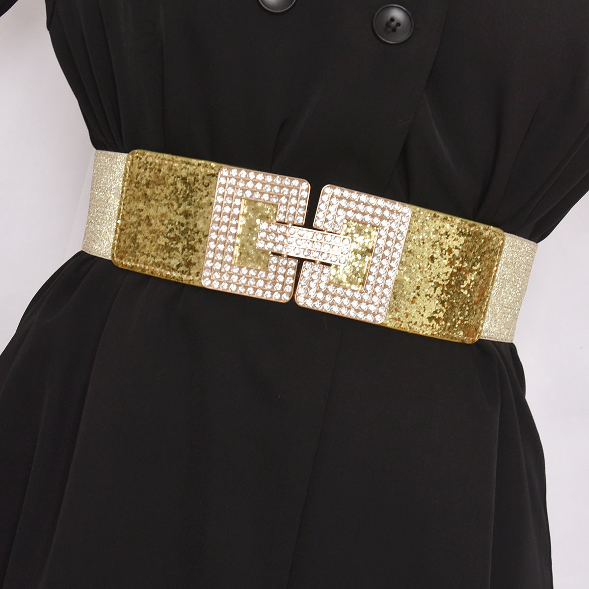 Full diamond elastic wide belt