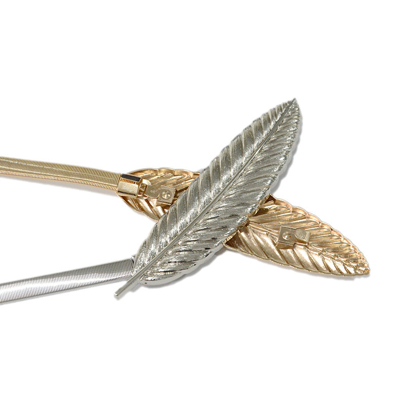 Casual feather buckle elastic waist chain