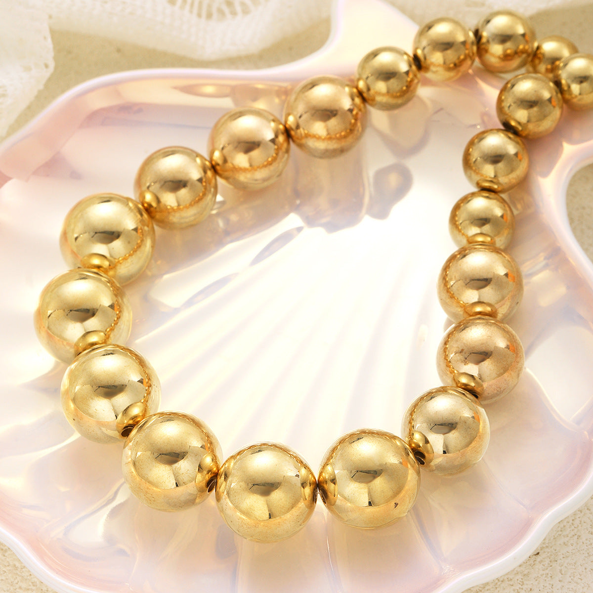 Geometric Gold Bead Necklace