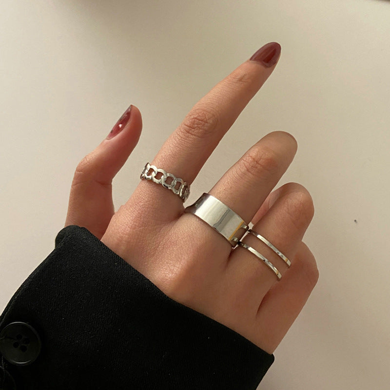 Hip-Hop Open Chain Link Ring Set