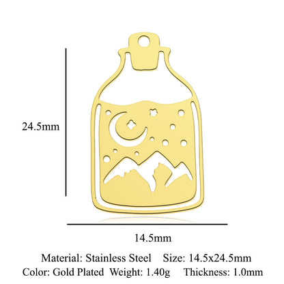 5 pcs/titanium steel magic witch broom necklace pendant