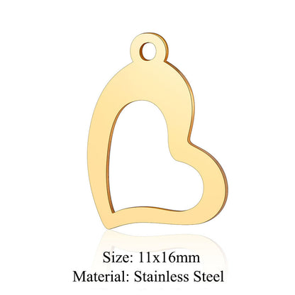 5 pcs/pack, love electrocardiogram, titanium steel pendant, peach heart DIY.