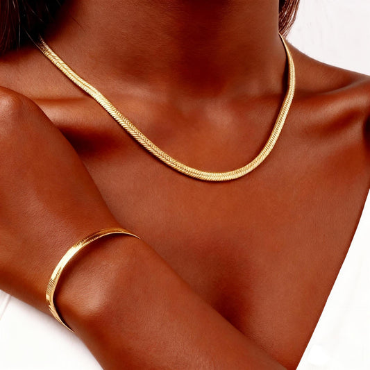 18k Gold Plated Snake Chain Set