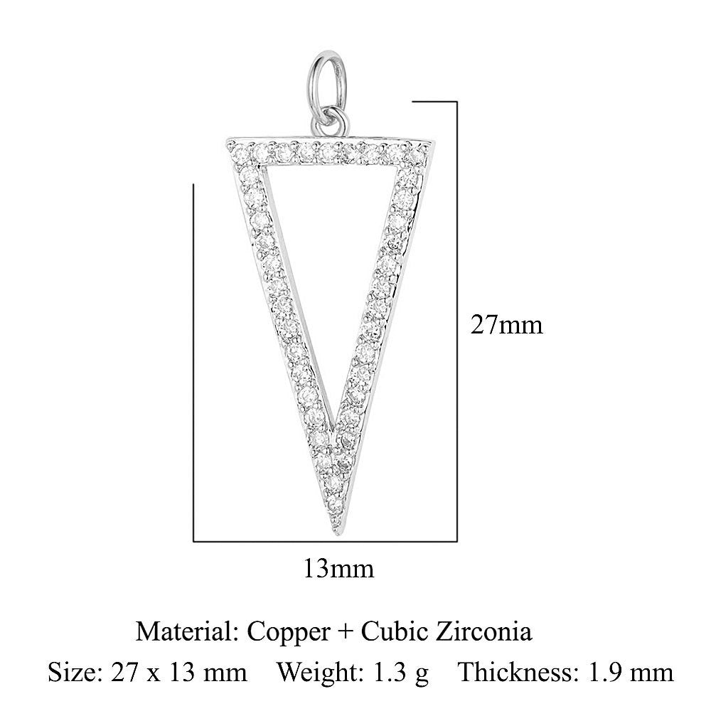 Crescent moon pentagram copper zircon pendant.