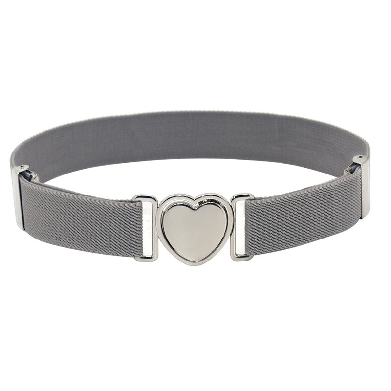 Silver Heart Buckle Adjustable Kids Belt