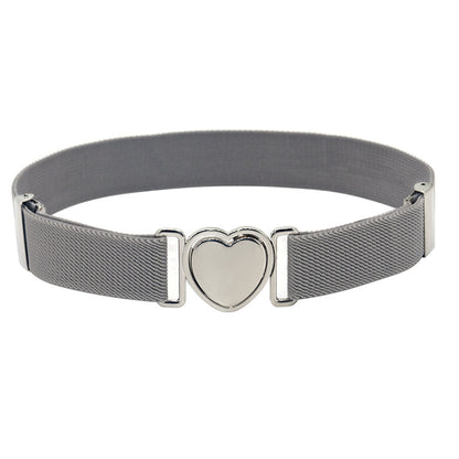 Silver Heart Buckle Adjustable Kids Belt