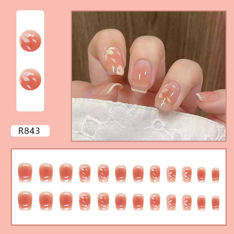 French Cherry Blossom Blush Short Ballerina Nail Stickers