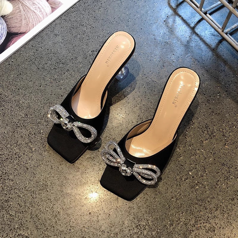 Stereo-heeled rhinestone heels for women