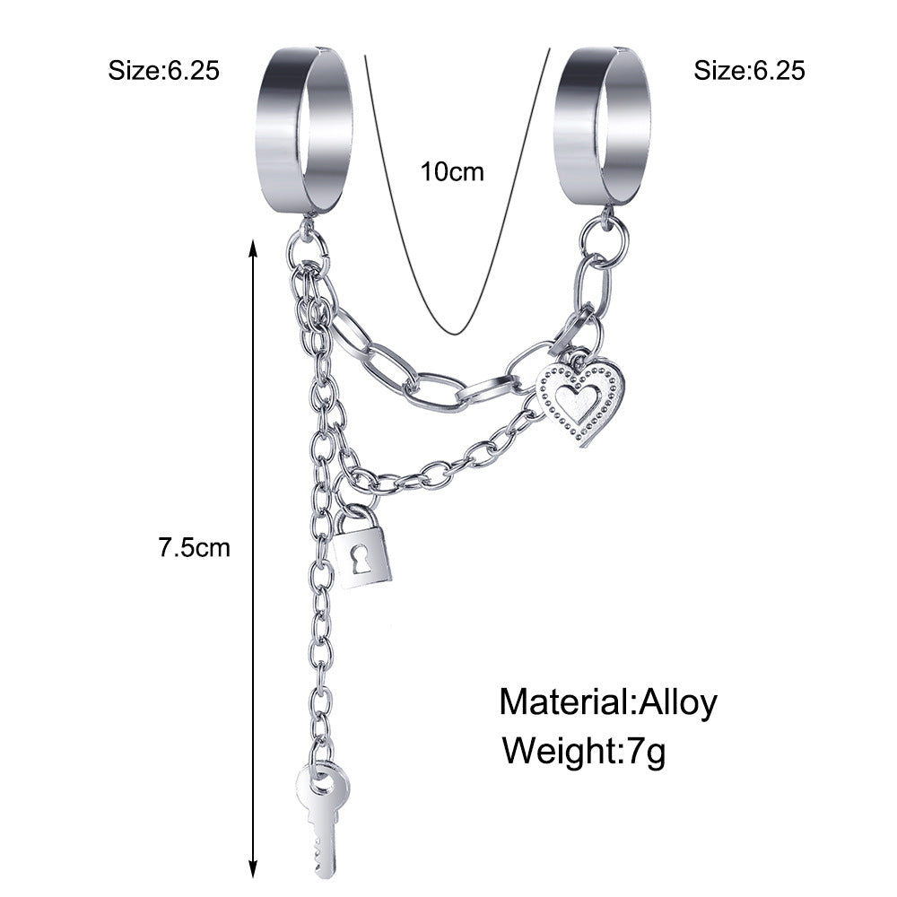 Cross Key Lock Two-Finger Ring