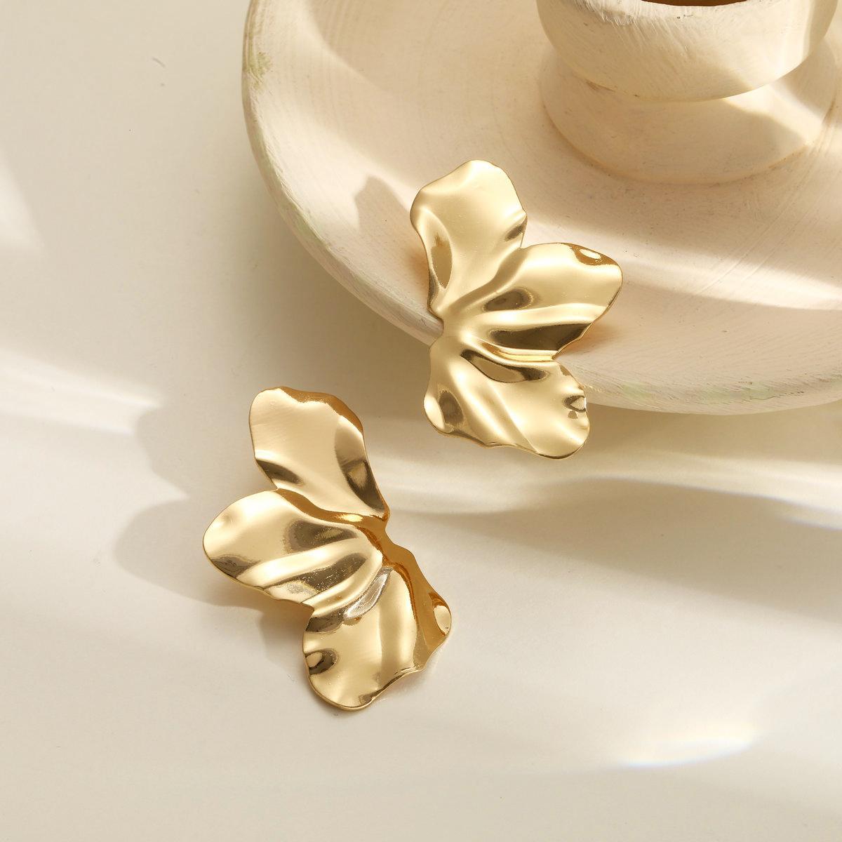 Golden Petal Stud Earrings