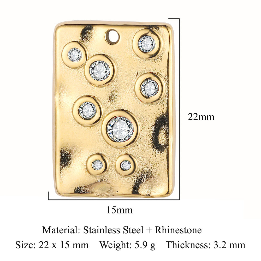 Square point diamond stainless steel pendant
