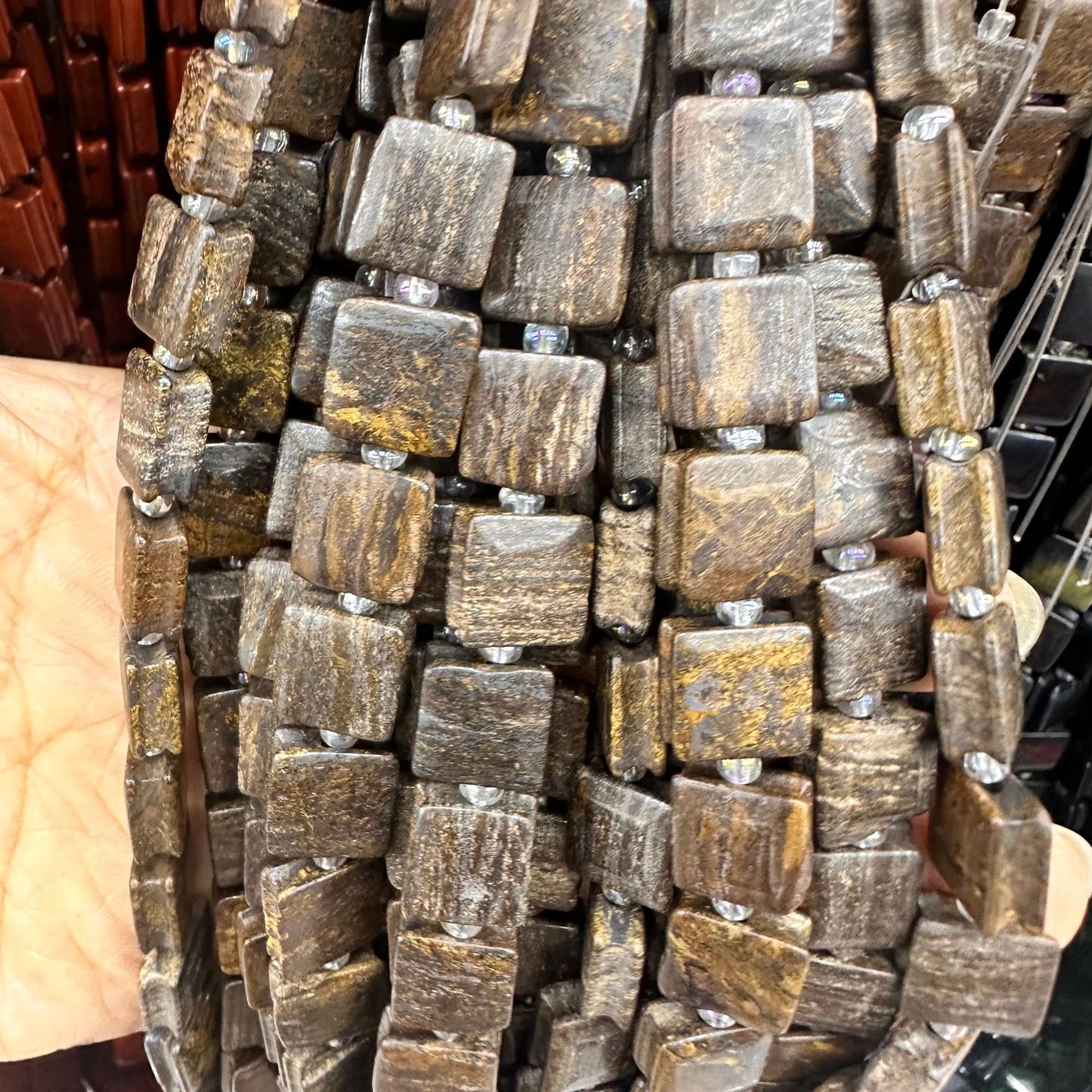 Contas de cristal em formato quadrado, contas soltas 