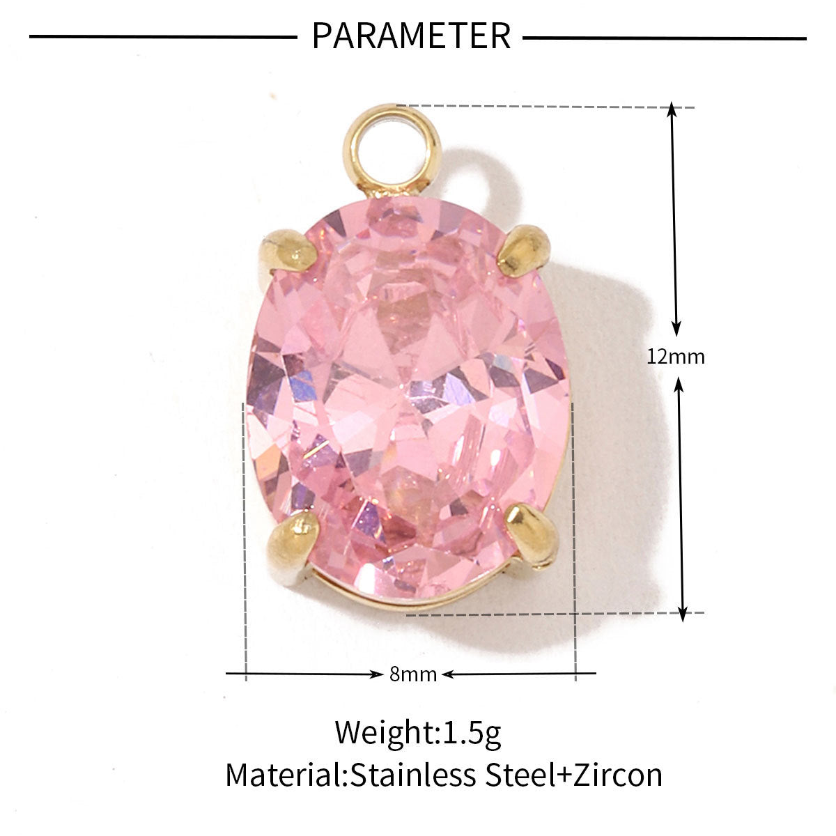 Geometric Round Oval Titanium Steel Zircon Pendant