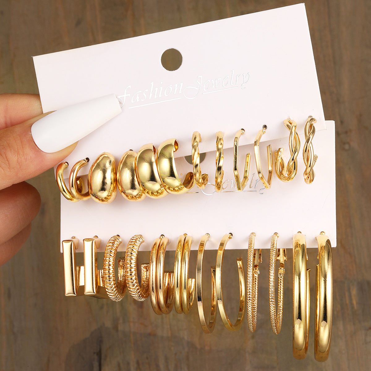 Metal Twist & Geometric Earring Set