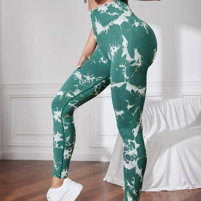Pantalones de yoga con control de barriga y cintura alta sin costuras 