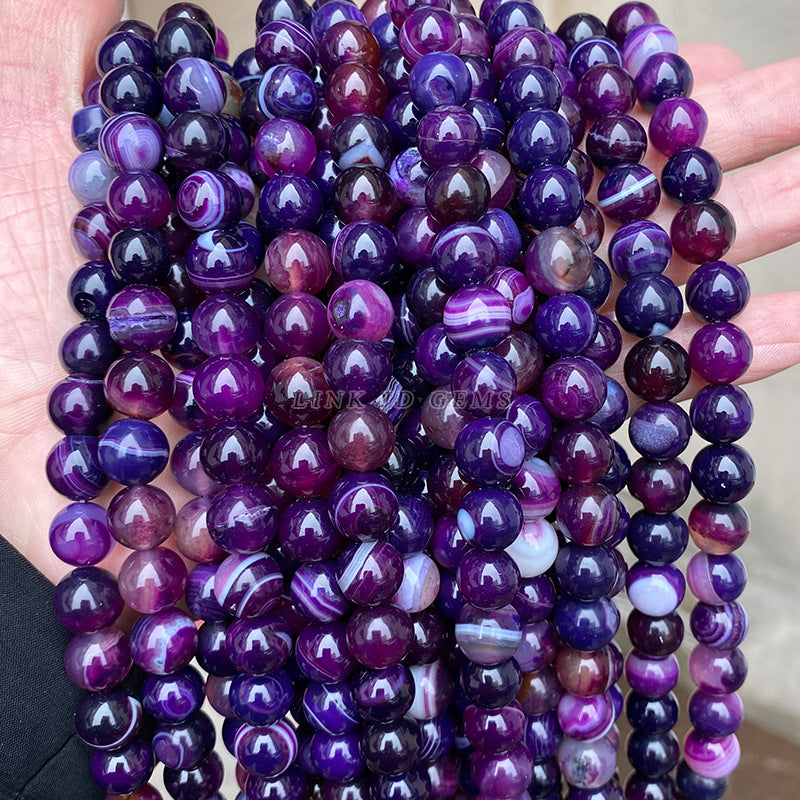 Dream purple striped agate loose beads