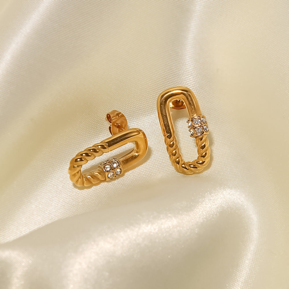 Rectangular Twisted Zirconia Earrings