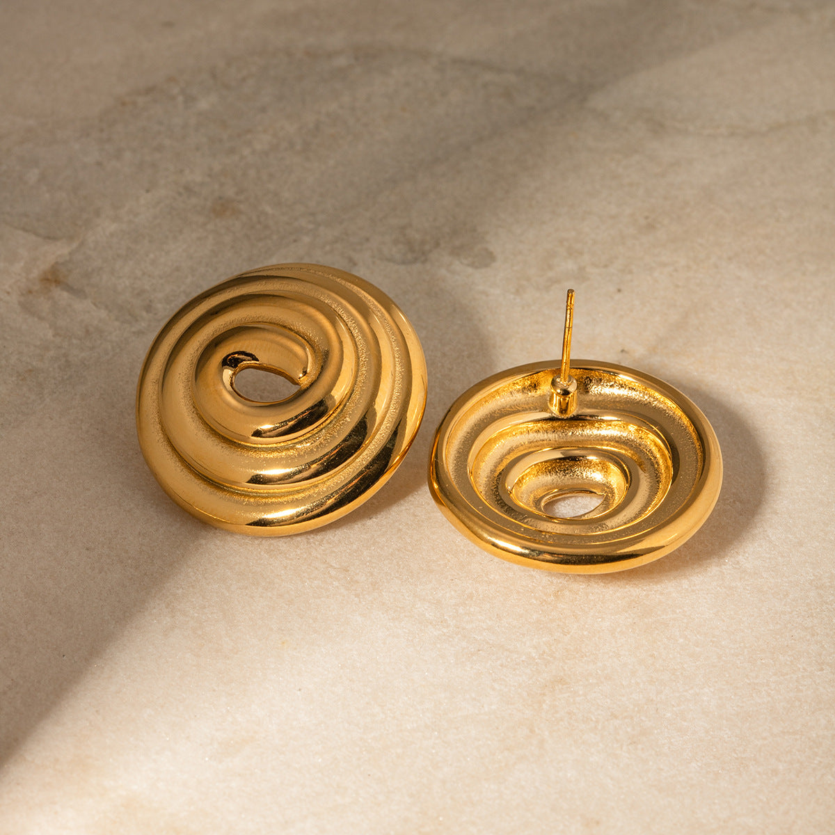 Threaded Hoop Disc Earrings