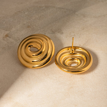 Threaded Hoop Disc Earrings