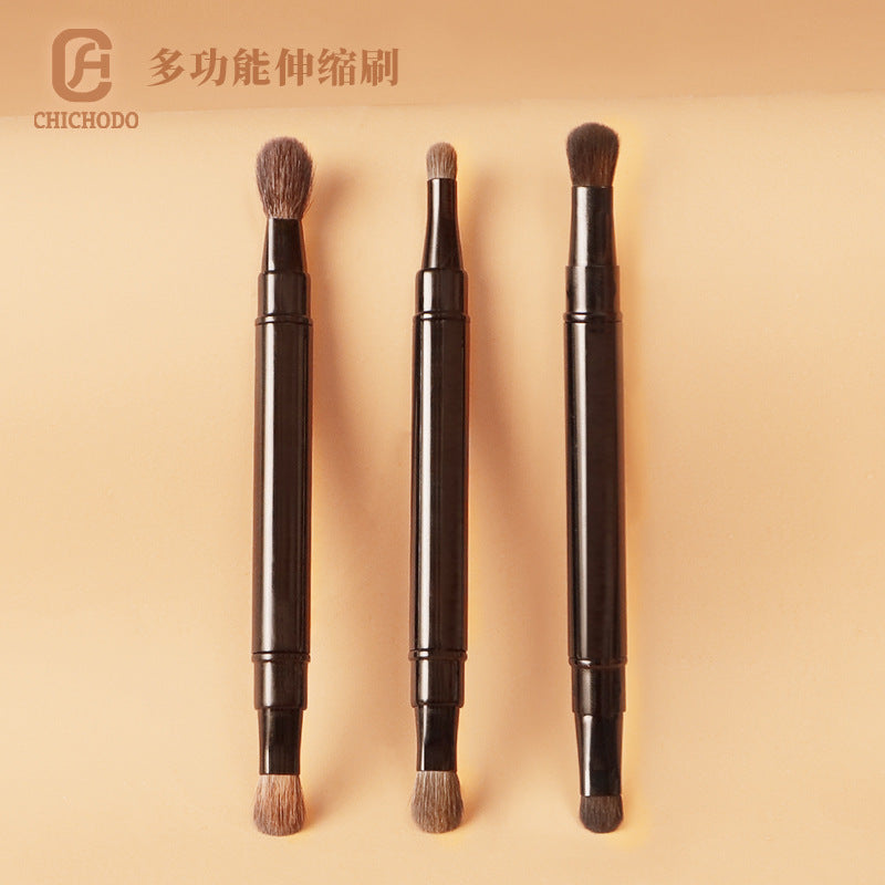 Brocha para mezclar sombras de ojos retráctil portátil de doble cabezal 