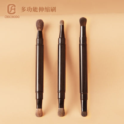 Brocha para mezclar sombras de ojos retráctil portátil de doble cabezal 