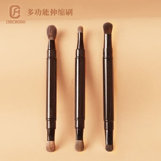 Brocha para mezclar sombras de ojos retráctil portátil de doble cabezal 