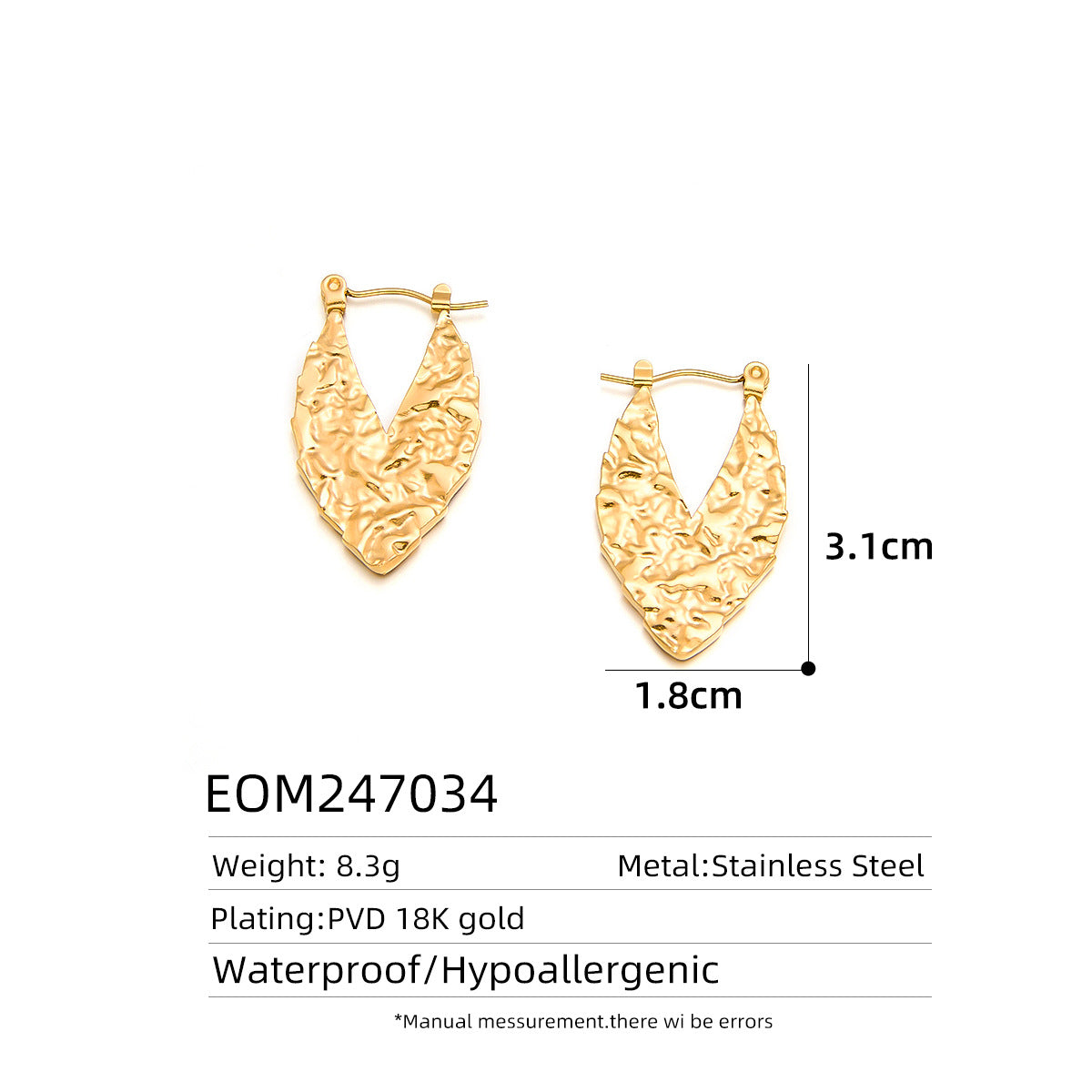 18K Gold Titanium Steel Hollow Geometric Statement Earrings