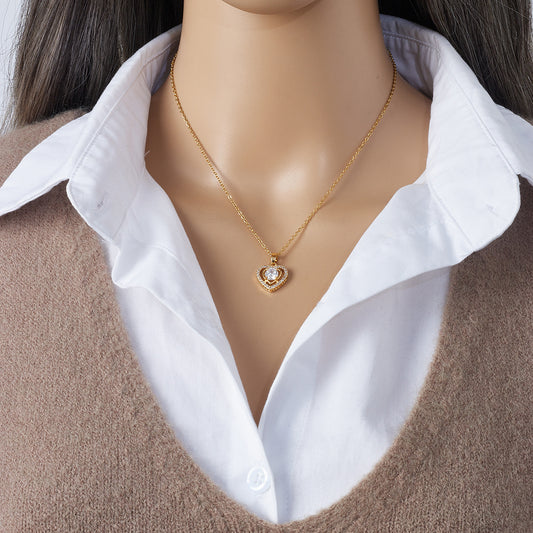 Women's Gold-Plated Titanium Steel Zircon Love Clavicle Necklace