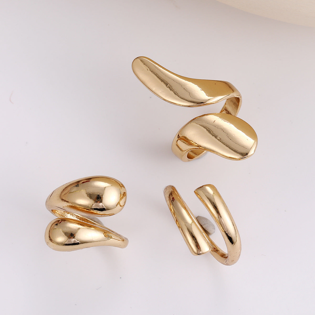 Geometric Waterdrop Ring Set