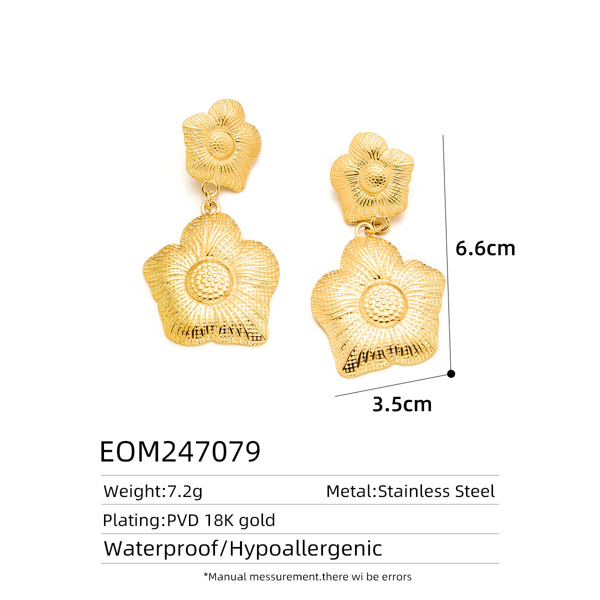 18K Gold Titanium Steel Hollow Geometric Statement Earrings