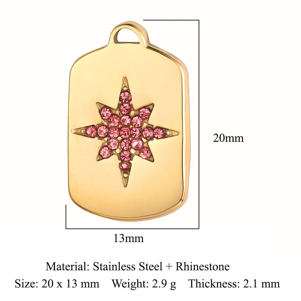 French diamond flower titanium steel pendant