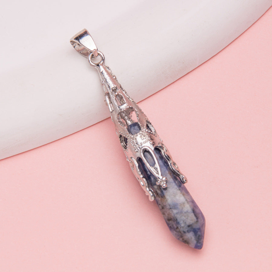 Crystal Agate Hexagonal Pyramid Pendulum Pendant