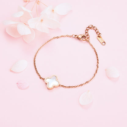 Four-leaf clover black and white double-sided bracelet