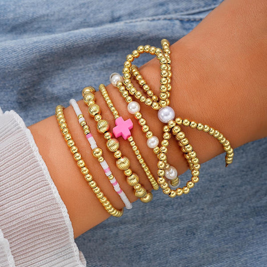 Beaded Cross Bracelet Set
