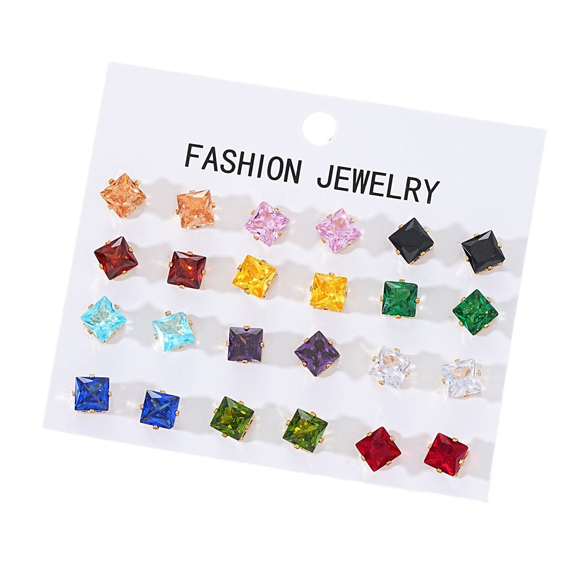 Colorful Zircon Stud Earring Set