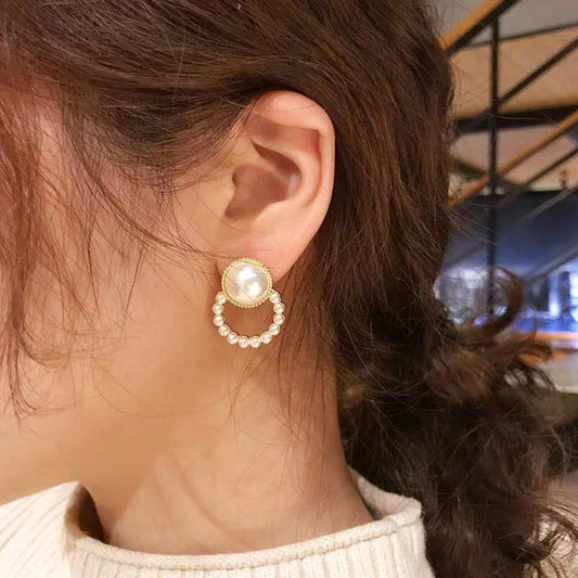 Pendientes de plata S925 con forma de aguja y perlas