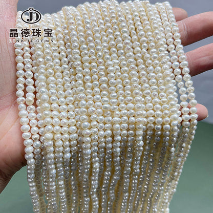 4-4.5mm freshwater thread punching round small pearl loose beads