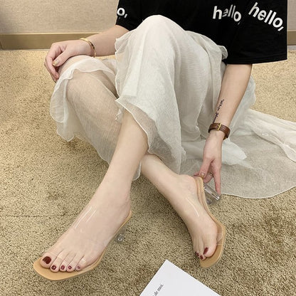 Transparent word with sandals woman