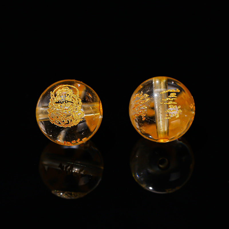 God of Wealth bronzing agate crystal loose beads