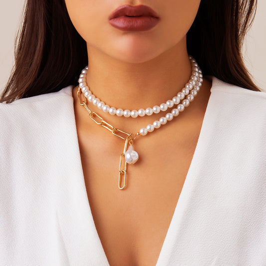 Collar sencillo de perlas de imitación barrocas 