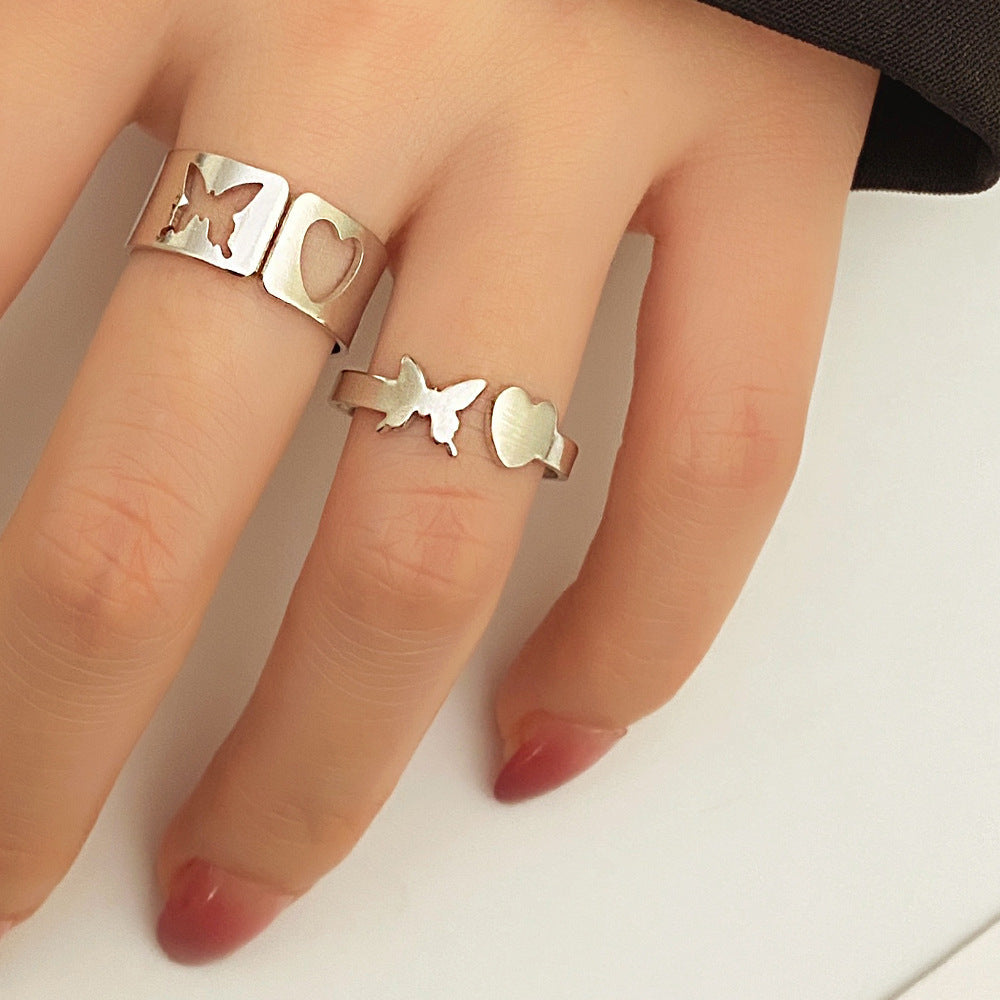 Open Hollow Butterfly Love Ring