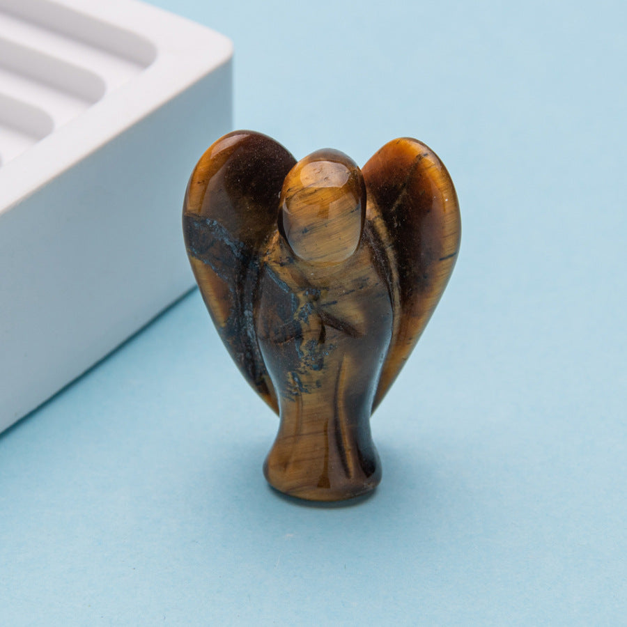 Cristal 1,5 polegadas anjo escultura pedra de quartzo diy decoração para casa pingente 