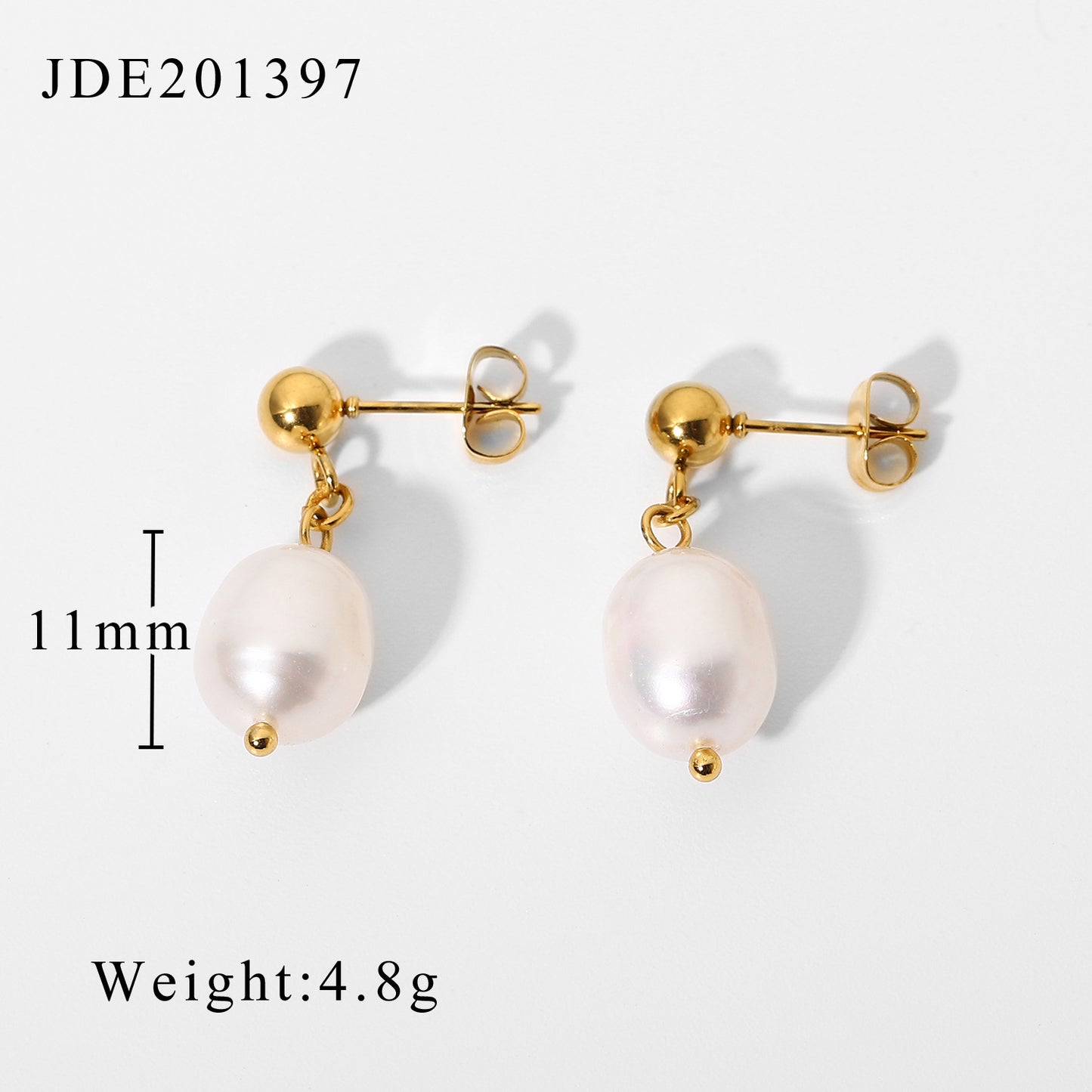 Stainless Steel Natural Bead Earrings