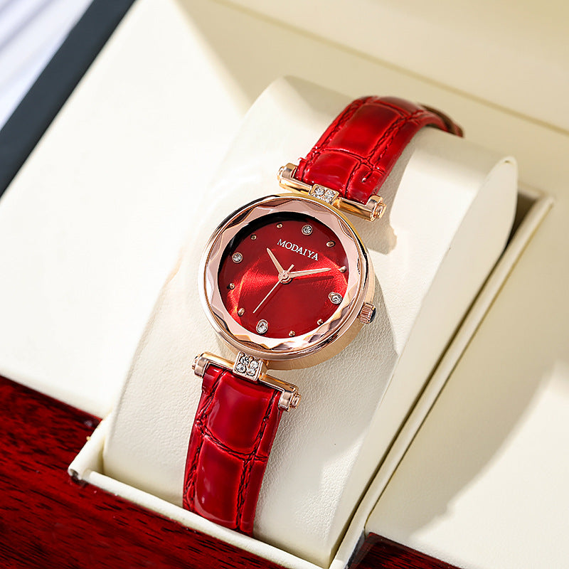 Green Dial Quartz Watch Trendy Women's Wristwatch