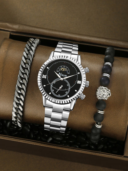 Quartz watch, sun, moon and stars beaded set