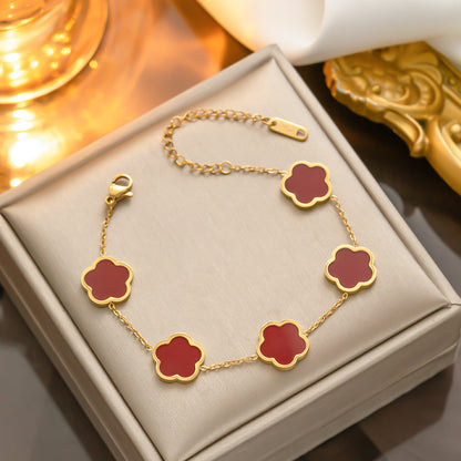 Pulsera de nácar de oro y acero titanio - De moda