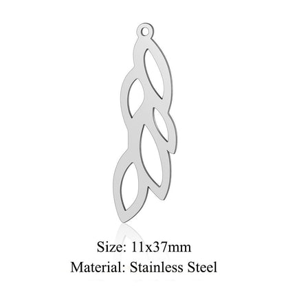 Colgante de acero de titanio con forma de flor y hoja, 5 unidades por bolsa 