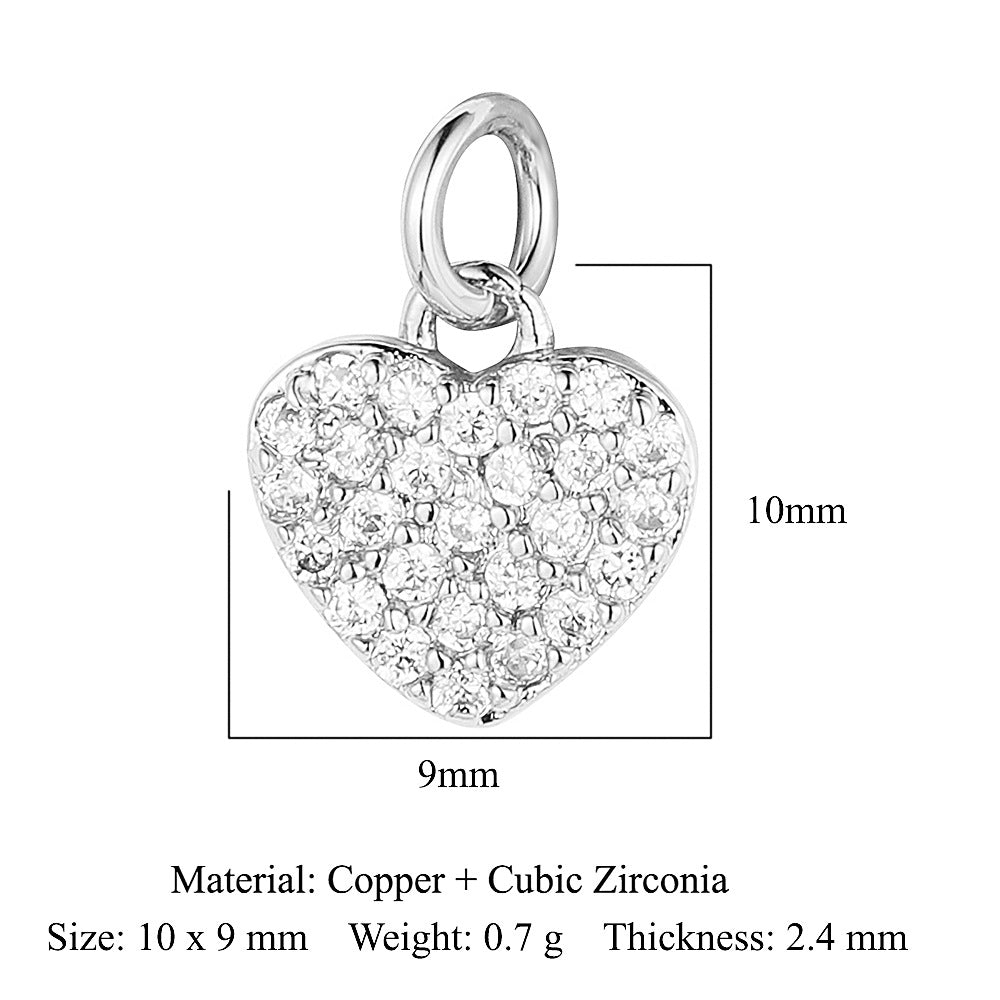 Colgante de cobre y circonita con forma de llave y candado en forma de corazón de melocotón 