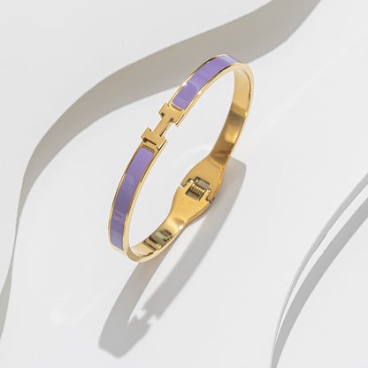 Pulseira de aço inoxidável com letra H, tendência da moda 